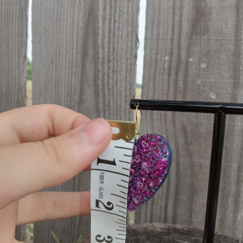 Glitter Heart Earrings - Picture 6 of 7